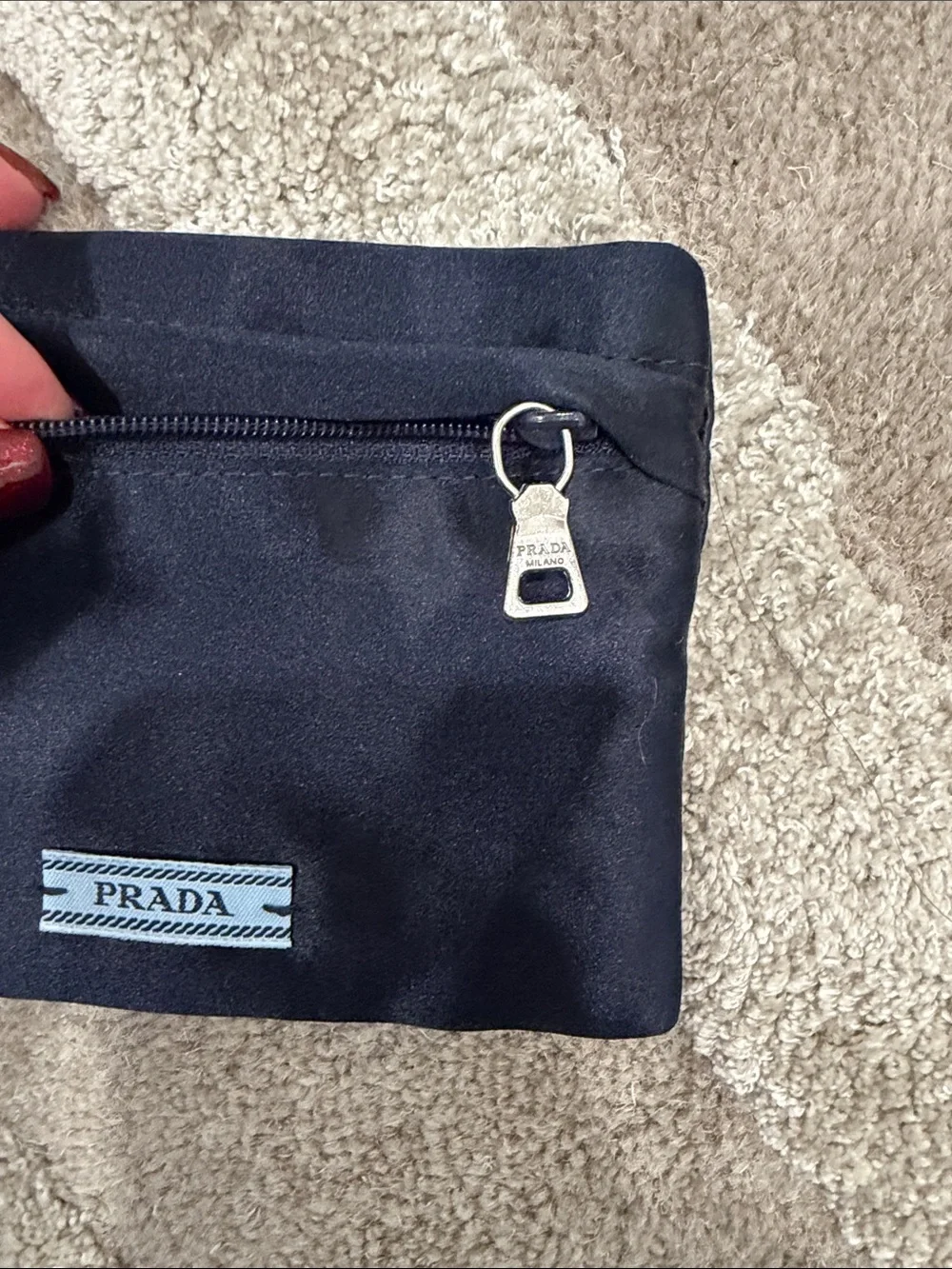 Silk Prada Dark Navy Silk Pouch, Jewelry Case, Coin Holder or CC holder - Picture 3 of 4